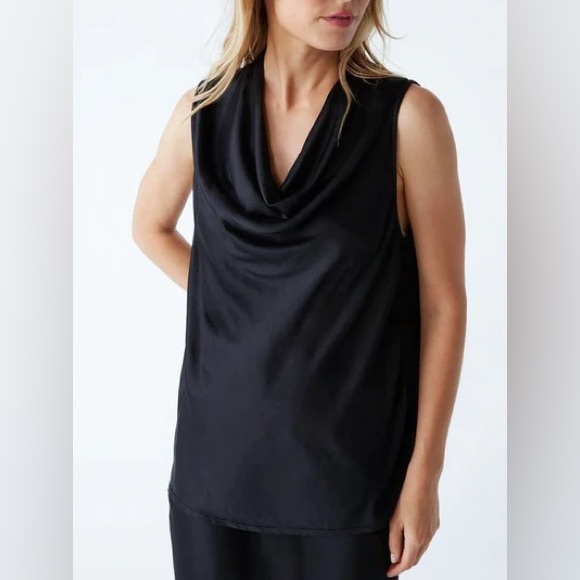 Michael Stars Satin Cowl Neck Halter Top - Black, Size S - NWT - Picture 1 of 6